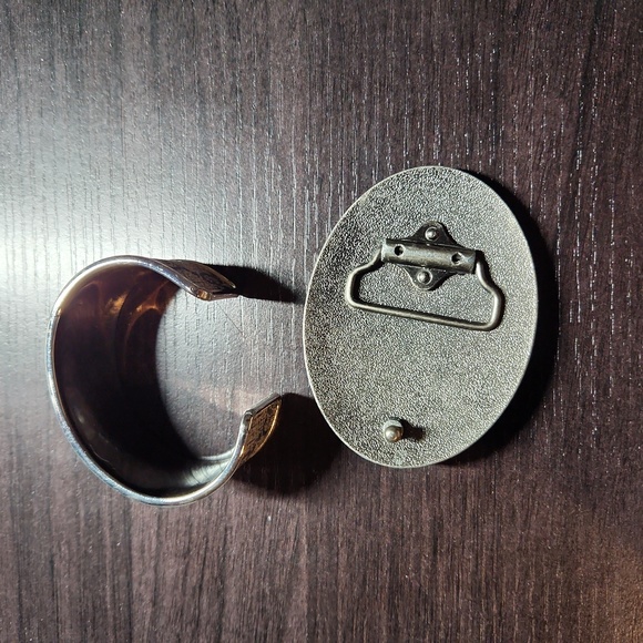 Upcycle Designer Belt Buckle with matching cuff Bracelet. - Picture 2 of 2